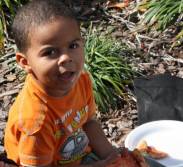 A sweet little Z88.3 listener enjoying pizza at the Winter Garden Centra Care.